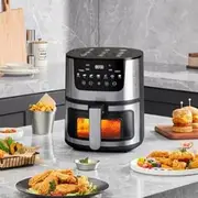 [Frafuo] Air Fryer 7L 1400W Oilless Oven Healthy Cooker Air Fryers Large Capacity with 7 Presets, Visible Cooking Window, LCD Touch Screen, Customerizable Cooking, Non-Stick Basket (Black)