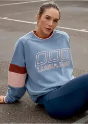 [Lorna Jane] Iconic Sport Panelled Sweat in Grey, Cotton, Size - Small S Powder Grey