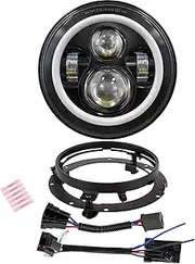 7 Inch LED Headlight DOT DRL Light Halo Bulb Kit for Street Glide Road King Ultra Classic Electra Glide FatBoy Heritage Softail Slim Deluxe Switchback Motorcycle Headlamp Black