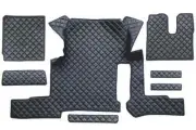 ECO LEATHER BLACK BLUE RHD FLOOR MATS FOR TRUCK MAN TGX 1 DRAWER 2018+ MANUAL
