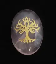 ROSE QUARTZ Tree of Life Natural Crystal Gemstone Thumb Palmstone Love
