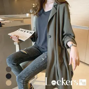 【Lockers 木櫃】春季英倫風寬鬆薄款大衣 L112032010(薄款大衣 外套 女外套)