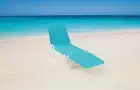 Folding Adjustable Back Fabric Beach Lounger, Turquoise Blue