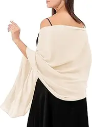 [QIUTIMIY] Sheer Chiffon Shawl Wraps for Women Formal Gowns/Evening Dresses Elegant Soft Solid Chiffon Scarf Wedding Shawl