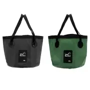 2Pcs 20L Collapsible Bucket Portable Water Storage Container Black Dark Green