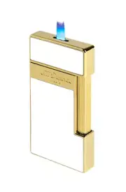 S.T. Dupont Slimmy White Lacquer & Gold Lighter, 028004, 28004, New In Box