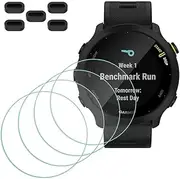 Screen Protector for Garmin Forerunner 55 Smartwatch [4 Pcs] + Anti-dust Plugs 5Pcs, MTHGH Tempered Glass 9H Hardness Anti-Scratch Sensitive Touch Bubble Free Film Ultra-Thin Protective Cover