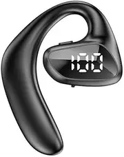 Huali V5.0 Single Bluetooth Ear Hook, Wireless Bluetooth Earpiece with LED Display, IPS5 Level Sweat and Waterproof, HD Talk Time, Noise Cancelling, Black