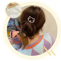 在飛比找momo購物網優惠-【NANA】娜娜 可愛貓咪磨砂金屬髮簪HZA2(金屬髮簪)