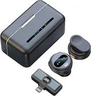 One-Trigger-Two 2.4G Wirel Microphone Magnetic Clip On Mic for Phone 50M Transmission Noise Cancelling Built-in Battery with Charging Case Replacement for 14/13/12/11