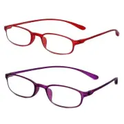 Calabria 718 Flexie Oval Reading Glasses +1.25 Red/Violet (2Pack) Men/Women Bend
