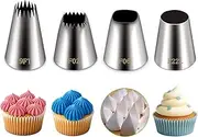 Suuker extra large piping tips set (F02 F06 9FT R22L), stainless steel round piping tip,large star square wide jumbo piping tips,eclair churro meringue for cake cupcake cookie decorating
