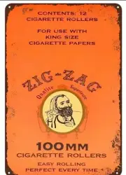 ZIG-ZAG CIGARETTE 100 MM CIGARETTE ROLLERS ROLLING PAPERS TIN METAL SIGN 8"X12"