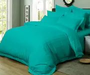 Super Soft King Size Bed Striped Quilt/Doona/Duvet Cover Set - Teal