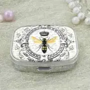Fancy Vintage Queen Bee Pill Case Box Stylish 2-Compartment Medicine Organizer