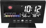 Weather Forecast LED Color Screen Alarm Clock Multifunctional Temperature Humidity Clock Black for Home and Office
