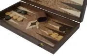 Walnut Burl Traditional 19" Backgammon Set - Handmade in Greece - Olive checkers