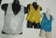 Sequin Front pullover Spandex back Vest Dance 6 Colors Mens/Boys Szs Wolff Ford