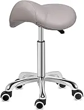 Kaleurrier Saddle Stool Rolling Swivel Height Adjustable with Wheels,Heavy Duty Anti-Fatigue Stool,Ergonomic Stool Chair for Lab,Clinic,Dentist,Salon,Massage,Office and Home Kitchen (Grey)