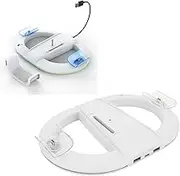 Game Console Charging Station, Dual Controller Charger with 14 LED RGB Lights, Headphone Hook and Non Slip Rubber Bottom
