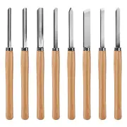 HAUTMEC Professional Wood Turning Chisel 8 pcs Set, Lathe Chisel Set with 2 S
