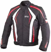GMS Pace Motorcycle Textile Jacket, black-white-red, Size S for Men Black White Red