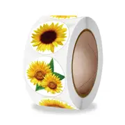 500Pcs/Roll Novel Sunflower Pretty Flowers Thank You Stickers Sealing Labels for Business Handmade Baking Party Supplies