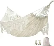 Stageya Hammock,Boho Hammock Large Double Deluxe Hammock Swing Bed with Carry Bag for Outdoor & Wedding Party Decor, White (94.5)