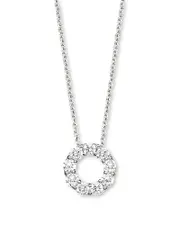 Diamond Circle Pendant Necklace in 14K White Gold, 0.65 ct. t. w.