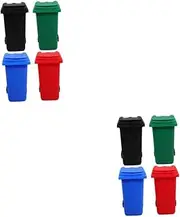 Operitacx 2sets Trash Can Pen Holder Mini Trash Laundry Basket with Lid Portable Bins Small Trash Can Recycle Can Pen Holder Desktop Lids Office Trash Can Small Countertop Trash Can 4pcs*2