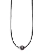 Lagos Men's Sterling Silver Anthem Black Tahitian Pearl Pendant Necklace, 20 - Exclusive