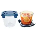 Containers With Lids Reusable Round Glass Meal Prep 2 Sets - 25oz/ 3 Cup Storage