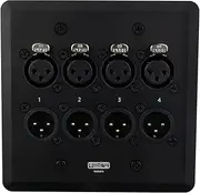 Sound Tools WallCAT 8 – 4 Channel Analog/AES3/DMX/Intercom XLR Wall Plate, 2 Gang, Male or Female Selectable, Black Aluminum, No Solder Needed for Install