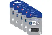 5 Pack Verbatim USB Flash Drive 2.0 32GB Black PinStrip Bulk