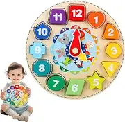 Wooden Sorting Clock,Shape Matching Toy | Learning Toy for Fine Motor Skills, Early Educational Activity for Boys Girls Ages 3+
