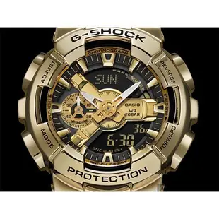 CASIO 卡西歐 G-SHOCK 重金屬工業風雙顯錶-黑金 (GM-110G-1A9)