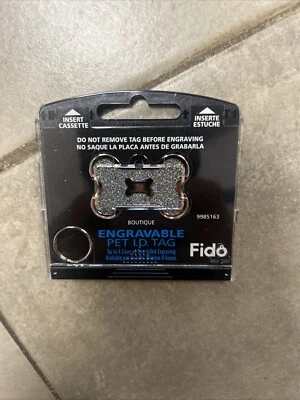 NEW - FIDO ENGRAVABLE PET I.D. TAG - BOUTIQUE DOG BONE