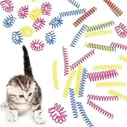 60 Pcs 3 Inch Cat Spring Toys, Plastic Coil Spiral Springs Kitten Interactive Colorful Cat Toys for Indoor Swatting Biting Chasing, Active Healthy Fitness Play