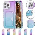 For iPhone 16 15 14 13 12 Pro Max Plus Gradient Slim Fit Case Cover W/Card Slot