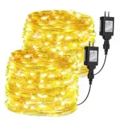2-Pack Fairy Lights Plug in, 33ft 100 LED Fairy String Light Waterproof Copper