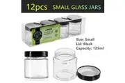 12x Small Food Grade Glass Jars 125ml Mini Spice Jam Storage Air Tight Container
