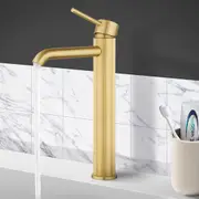 ACA Bathroom Vanity Tall Basin Tap Water Spout Faucet Brass Gold Knurled WELS