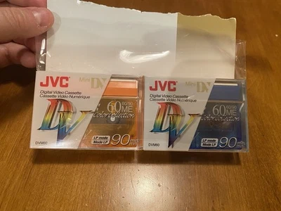 JVC Mini DV Color Collection 60 LP Mode 90 Mins. One Orange. One Blue. 2 Tapes.