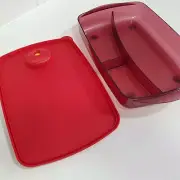 Tupperware food storage serving container microwave heater 3-tray red Heat N Eat