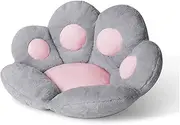 Cat Paw Cushion Comfy Kawaii Chair Cushion 31.4 x 27.5 inch Bear Paw Lazy Sofa Office Floor Pillow Cute Plush Seat Pad for Gaming Chair for Bedroom Decor Colorful (Grey)