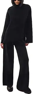 [YK8fass] Sweater knit wide leg pantsuit wc-3286