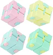 Infinity Cube Fidget Toy Stress Relieving Fidgeting Game for Kids and Adults,Cute Mini Unique Gadget for Anxiety Relief and Kill Time (4 Pack Macarons)