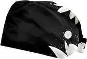 [WOSHJIUK] Working Hat 2 Pack Scrub Caps for Women,Fantasy Flower Lotus,Tie Back Cap Adjustable Scrub Hat