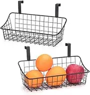 LeleCAT Basket with hook Grid Storage Basket, Hang it behind a door or on a railing, Over the Cabinet Door, Small, BLack,2 Pack