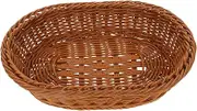 Woven Rattan Fruit Basket Oval Shaped Food Serving Container for Kitchen and Bathroom Storage Multi Functional Decorative Table Basket